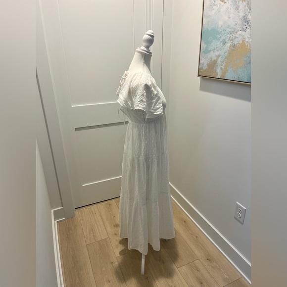 Madewell Tie Back Flutter Sleeve Tiered Midi Dress White Cottagecore 00 NEW - Picture 6 of 12